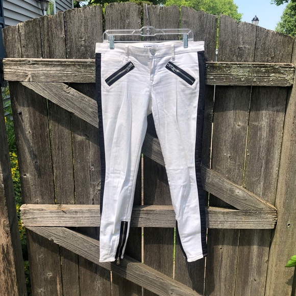 Express White Denim with Black Stripe